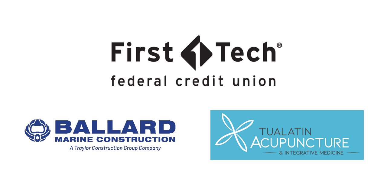 First Tech Federal Credit Union, Oregon State Credit Union, PLSO Professional Land Surveyors of Oregon, PGE Foundation, and Tillamook Logos
